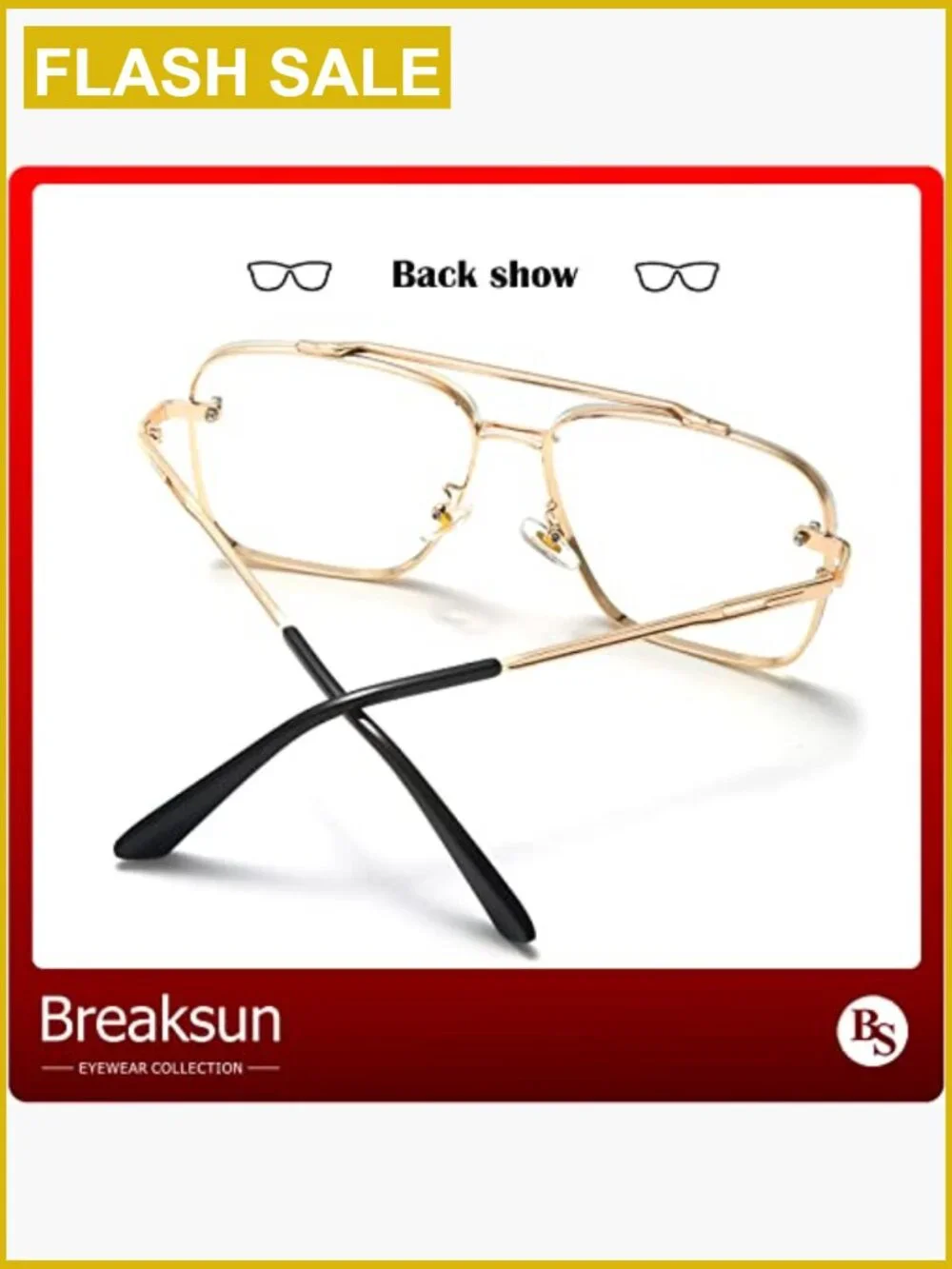 Oversized Square Aviator Sunglasses Metal Frame Tinted Lens Unisex